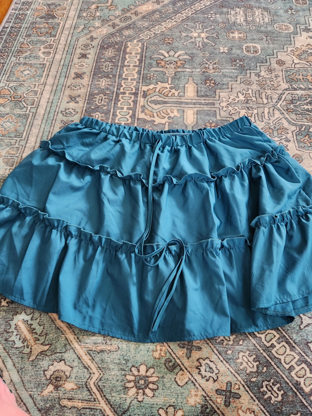 Teal Tiered Ruffle Mini Skirt - Women